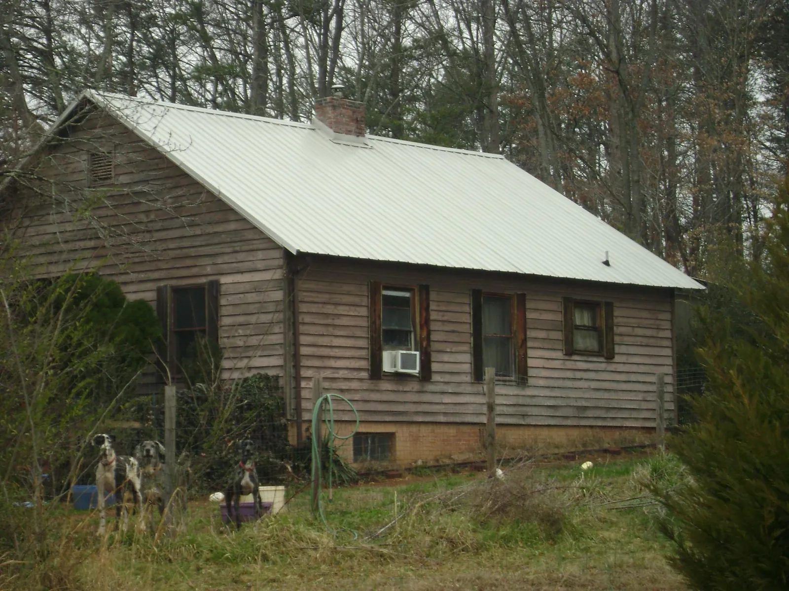 White metal roof on an old wood sided farmhouse, from a Asphalt Shingle Roof Repair job in Koosharem